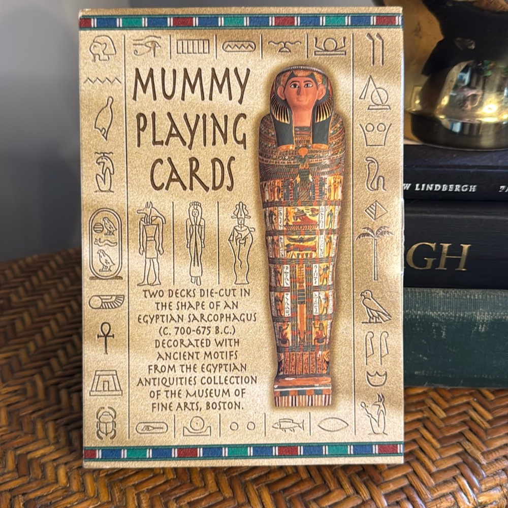 NWOT Mummy Playing Cards in original box. Two decks in plastic shrink wrap.